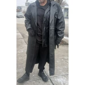 Wilsons Leather Men's Black Trench Coat